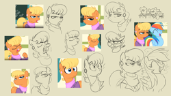 Size: 1920x1080 | Tagged: safe, artist:cookieboy011, ms. harshwhinny, rainbow dash, earth pony, pony, flight to the finish, g4, my little pony: friendship is magic, expressions, sketch, sketch dump