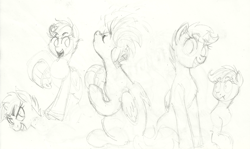 Size: 5077x3017 | Tagged: safe, artist:prismspark, scootaloo, pegasus, pony, g4, bust, chest fluff, eyebrows, eyebrows visible through hair, eyes closed, female, filly, floppy ears, foal, folded wings, happy, helmet, hoof hold, looking at you, looking up, open mouth, open smile, pencil drawing, pinpoint eyes, portrait, scarred, sitting, sketch, sketch dump, smiling, solo, traditional art, wings