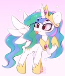 Size: 1714x2000 | Tagged: safe, artist:zokkili, princess celestia, alicorn, pony, g4, :p, eye clipping through hair, female, gradient background, mare, raised hoof, solo, tongue out