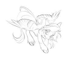 Size: 862x654 | Tagged: safe, artist:lawillowsea, pegasus, pony, concave belly, female, mare, simple background, sketch, solo, thin, unshorn fetlocks, white background