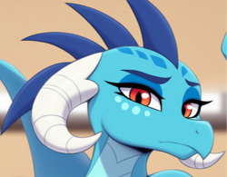 Size: 524x408 | Tagged: artist needed, source needed, safe, edit, princess ember, dragon, g4, cute, ember is not amused, emberbetes, looking at you, tsundere, unamused