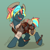 Size: 1400x1400 | Tagged: safe, artist:bagelbytes, oc, oc:hazel halfhock, fallout equestria, blue body, clothes, cowboy hat, fallout oc, female, gun, hat, hazel eyes, rope, slaver, solo, solo female, spurs, vest, weapon