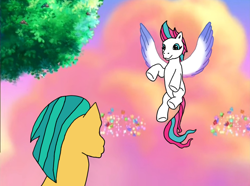 Size: 1080x802 | Tagged: safe, artist:shucku, hitch trailblazer, zipp storm, earth pony, pegasus, g3, g5, duo, female, g5 to g3, generation leap, male, mare, ship:stormblazer, shipping, stallion, straight