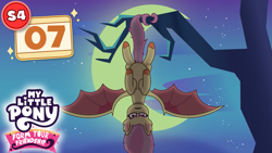 Size: 1281x720 | Tagged: safe, artist:prixy05, fluttershy, bat pony, pony, my little pony: form your friendship, bats!, g4, g5, my little pony: friendship is magic, my little pony: tell your tale, bat ponified, female, flutterbat, g4 to g5, generation leap, mare, race swap, solo, spread wings, thumbnail, upside down, wings
