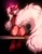 Size: 2600x3300 | Tagged: safe, artist:avroras_world, oc, oc only, pony, unicorn, bell, bell collar, blushing, butt, chest fluff, collar, curved horn, ear piercing, ear tufts, earring, featureless crotch, female, horn, jewelry, looking at you, looking back, looking back at you, mare, piercing, plot, rear view, smiling, solo