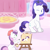 Size: 3000x3000 | Tagged: safe, artist:kamagi, rarity, sweetie belle, pony, unicorn, g4, belle sisters, beret, carousel boutique, cute, diasweetes, duo, duo female, easel, excited, female, filly, foal, hat, high res, hoof hold, horn, indoors, mare, one eye closed, paintbrush, painting, palette, raribetes, sibling love, siblings, sisterly love, sisters, sitting, sweet dreams fuel, wink