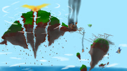 Size: 1920x1080 | Tagged: safe, artist:vinnrosta, fanfic:empty horizons, fanfic art, floating island, ocean, water