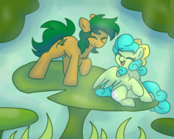 Size: 750x600 | Tagged: safe, artist:php193, oc, oc only, oc:pondlily, unnamed oc, earth pony, pegasus, pony, duo, lilypad