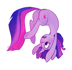 Size: 964x928 | Tagged: safe, artist:rendoas, twilight sparkle, pony, unicorn, g4, 2015, ass up, butt, commission, cute, d:, dated, doodle, face down ass up, female, full body, horn, mare, old art, open mouth, plot, side view, signature, simple background, solo, teeth, tumbling, twibutt, underhoof, unicorn twilight, upside down, white background