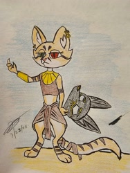 Size: 3000x4000 | Tagged: safe, artist:darthalex70, derpibooru exclusive, oc, oc only, abyssinian, abyssinian oc, colored pencil drawing, egyptian, female, mask, solo, traditional art