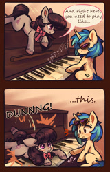 Size: 2335x3657 | Tagged: safe, artist:polnocnykot, dj pon-3, octavia melody, vinyl scratch, earth pony, pony, unicorn, g4, horn, musical instrument, piano