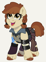Size: 1250x1682 | Tagged: safe, artist:liv-and-b-merry, earth pony, pony, arcane, clothes, female, filly, foal, isha, league of legends, ponified, simple background, solo