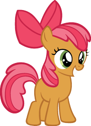 Size: 900x1242 | Tagged: safe, apple bloom, earth pony, pony, g4, blank flank, female, filly, foal, full body, implied babs seed, palette swap, recolor, simple background, solo, transparent background