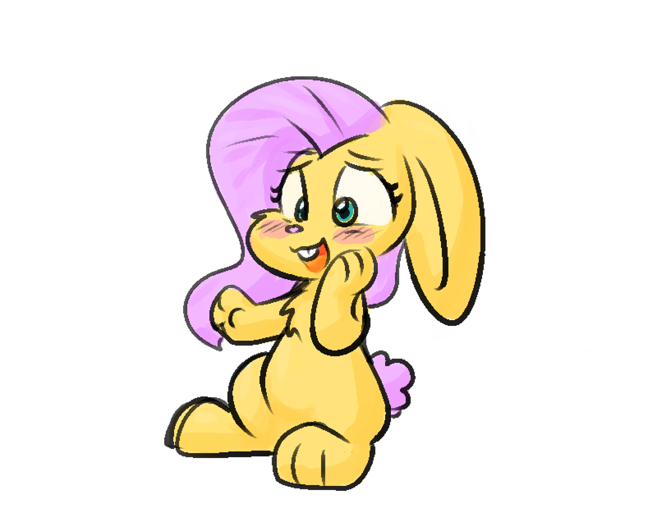#3590138 - safe, artist:zutcha, fluttershy, rabbit, g4, blush lines ...