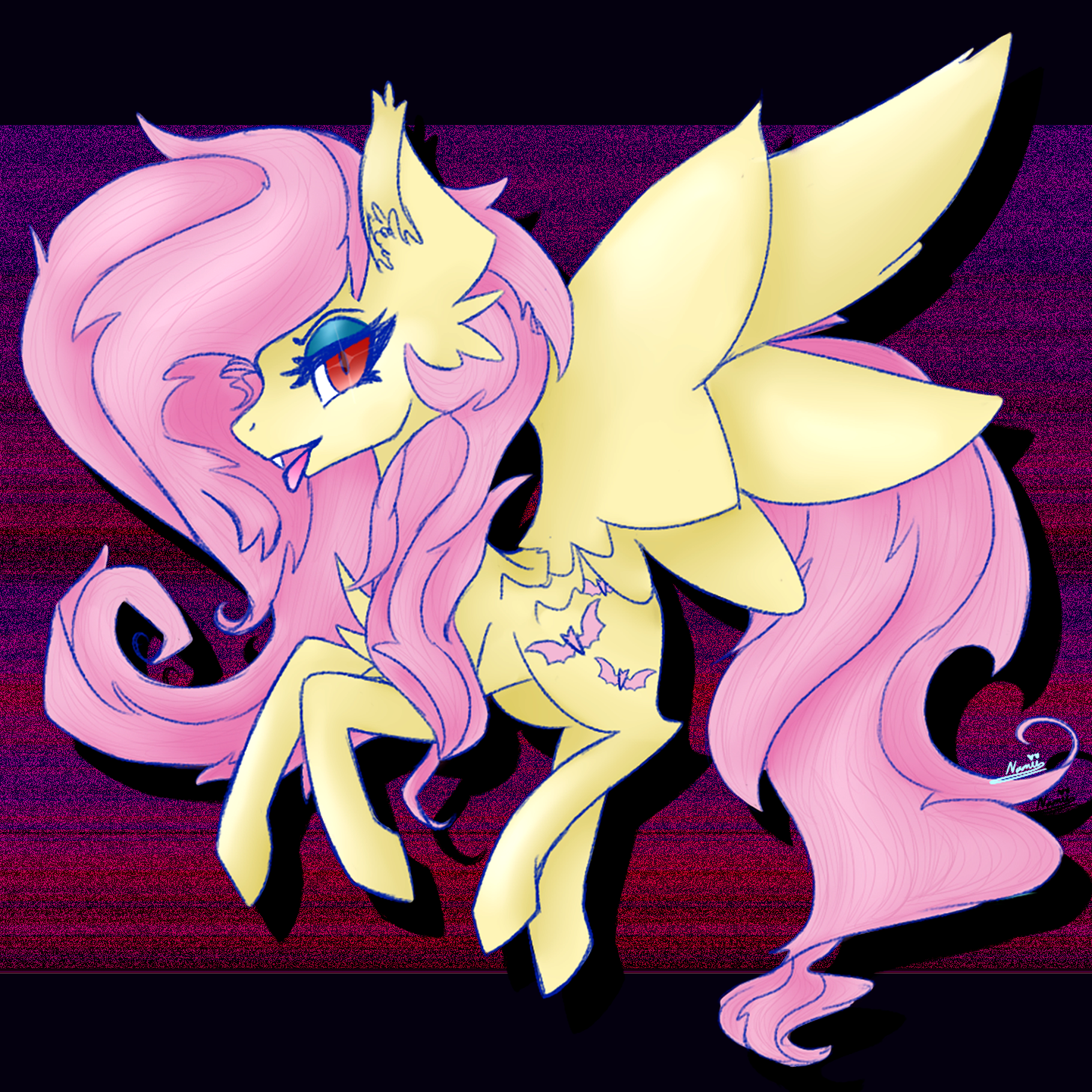  3592891 safe artist namiiarts artist zizkil fluttershy bat pony