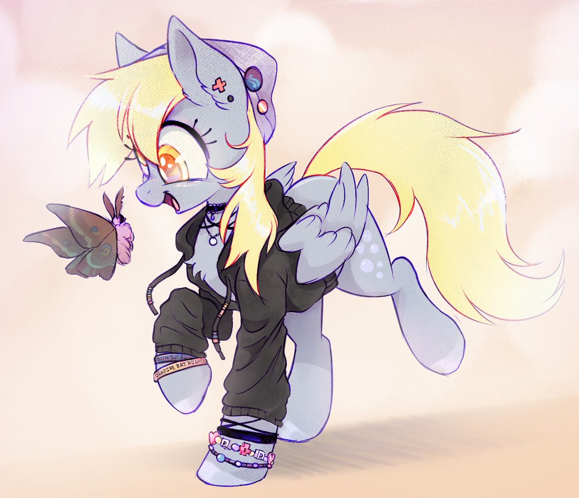 #3640699 - safe, artist:suni, derpy hooves, insect, moth, pegasus, pony ...