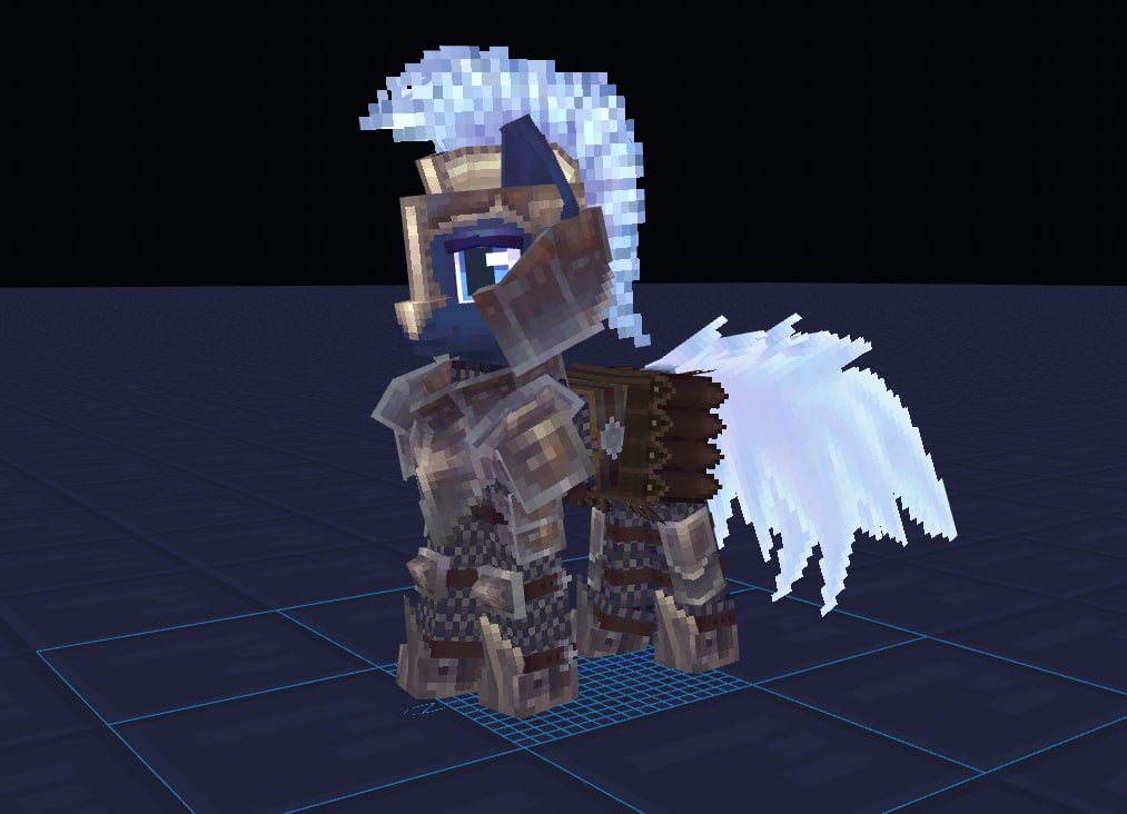Mlp Blockbench #3766734 - safe, artist:nmoonly, pony, 3d, 3d model, armor, armor skirt ...
