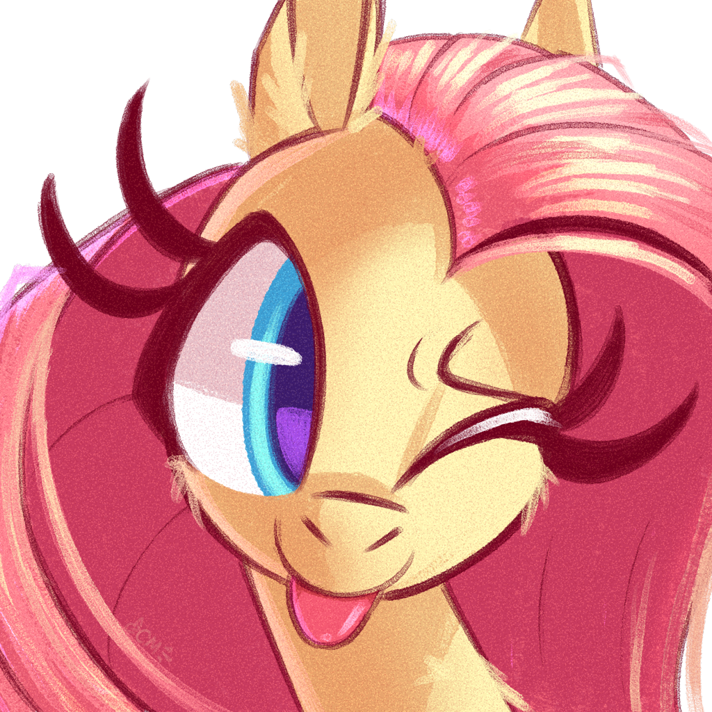 #3779826 - safe, artist:candy meow, fluttershy, pegasus, pony, series:candy meow's daily fluttershy, g4, :p, ;p, cheek fluff, ear fluff, female, looking sideways, mare, noise, one eye closed, silly, simple background, solo, tongue out, transparent backgro