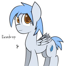 Size: 2524x2534 | Tagged: safe, artist:japkozjad, oc, oc only, oc:easedrop, pegasus, pony, :3, colored pupils, female, mare, orange eyes, pegasus oc, simple background, solo, white background