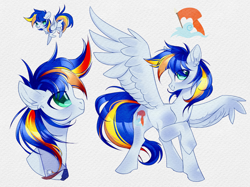 Size: 3131x2348 | Tagged: safe, oc, oc only, oc:bright banner, pegasus, pony, colored pupils, eye clipping through hair, eyebrows, eyebrows visible through hair, eyelashes, male, raised hoof, simple background, solo, stallion, white background