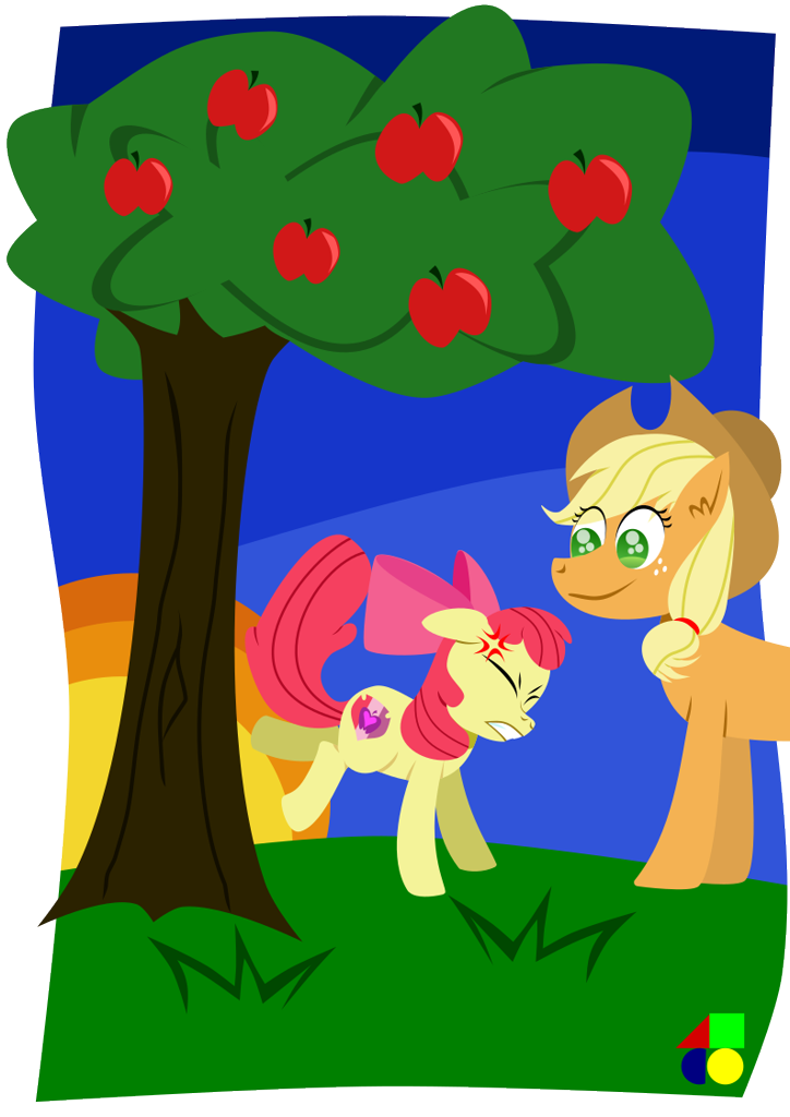 #3800059 - safe, artist:zenco, apple bloom, applejack, earth pony, pony ...