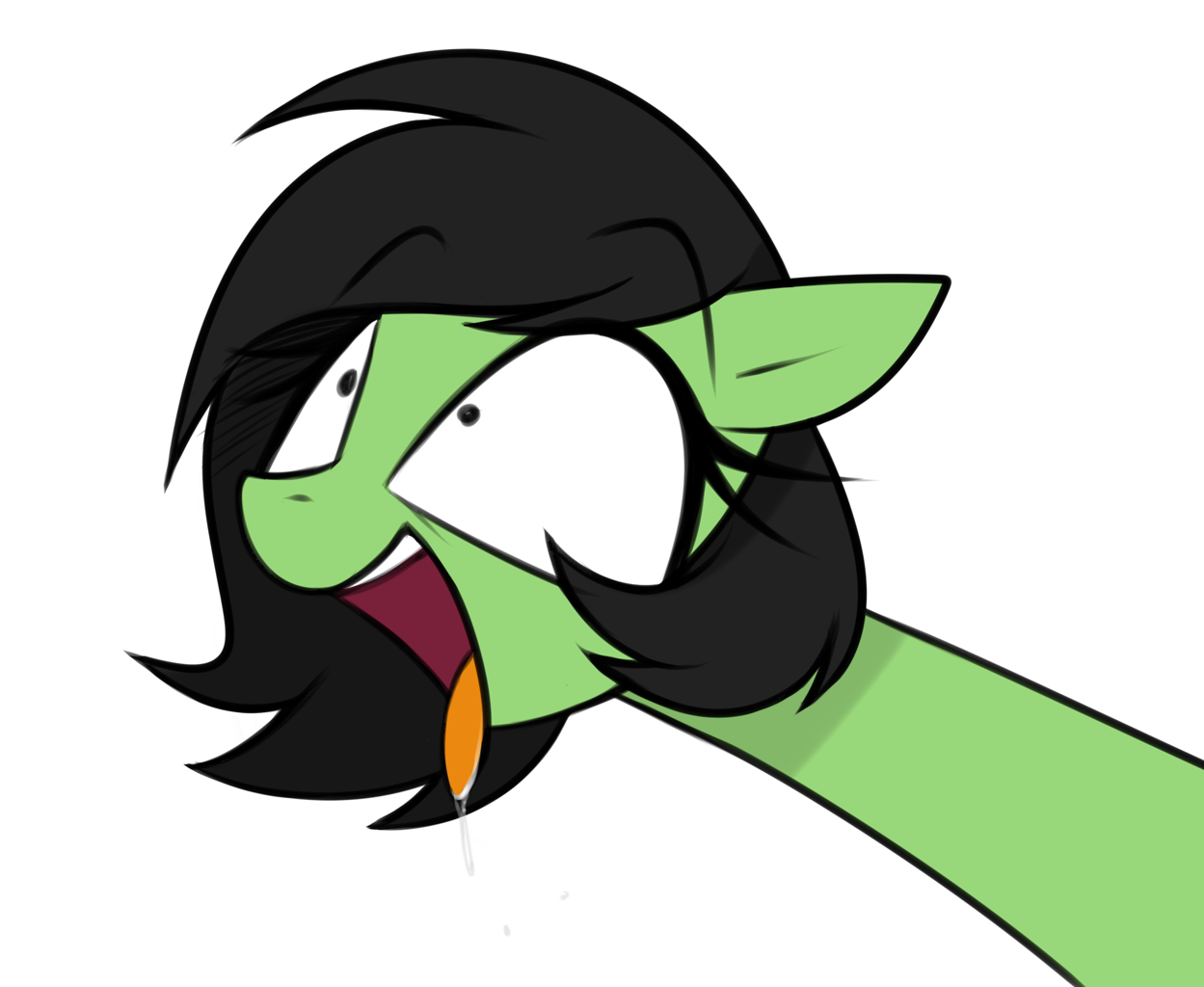 #3851246 - safe, artist:madragon, derpibooru exclusive, oc, oc only, oc:filly anon, earth pony, pony, awooga, bust, drool, female, filly, foal, long neck, portrait, shrunken pupils, simple background, tongue out, transparent background - Derpibooru