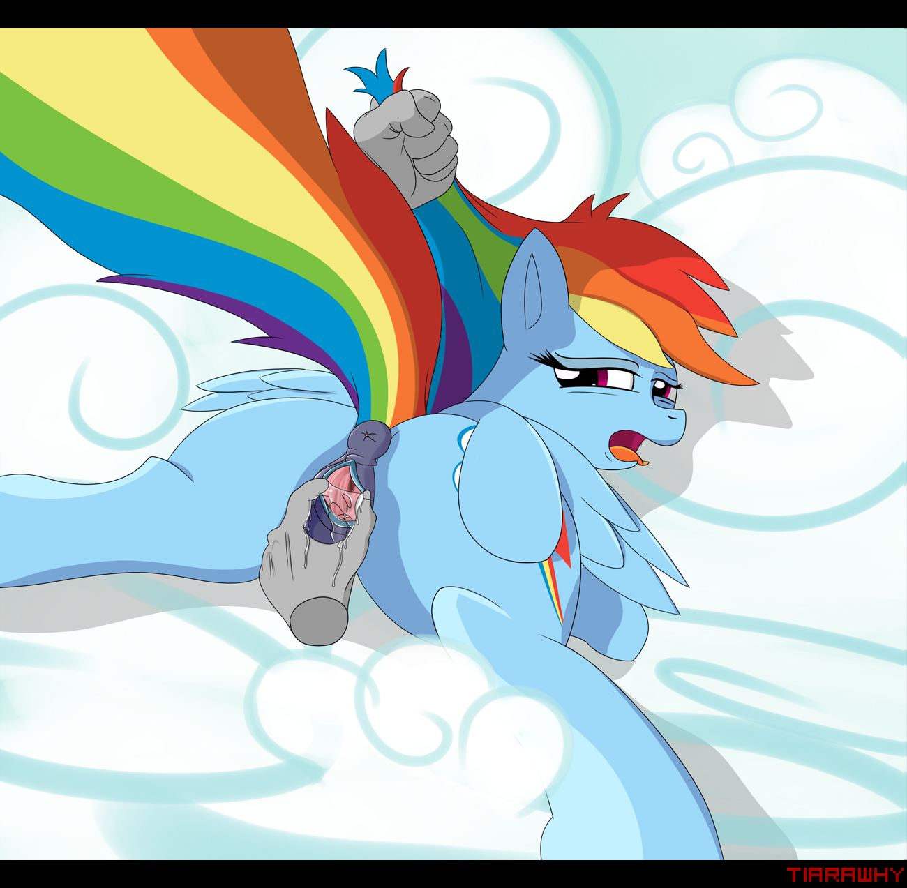 Tiarawhy Porn - 147232 - explicit, artist:tiarawhy, rainbow dash, human, pony, disembodied  hand, female, hand, human on pony action, spreading, vaginal - Derpibooru