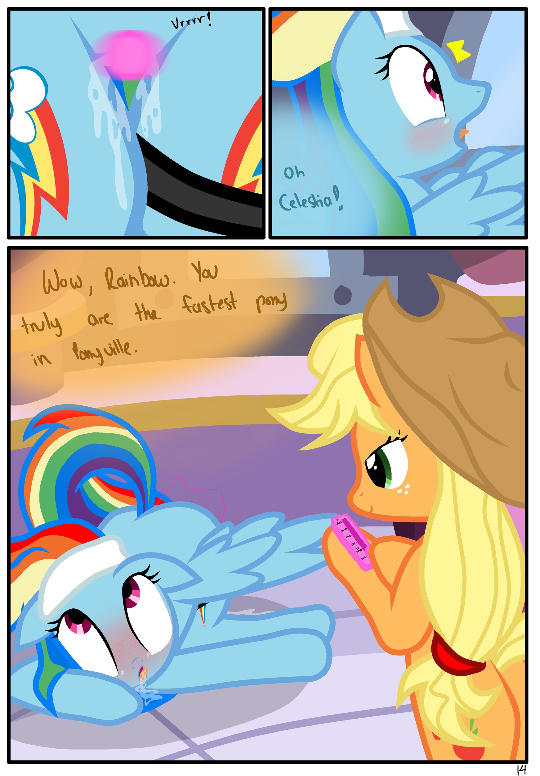 148548 - explicit, artist:pyruvate, applejack, rainbow dash, earth pony,  pegasus, pony, comic:the usual, g4, ahegao, appledom, comic, dashsub,  dominatrix, female, female orgasm, femdom, femsub, lesbian, orgasm, ship: appledash, spa pony rainbow dash ...
