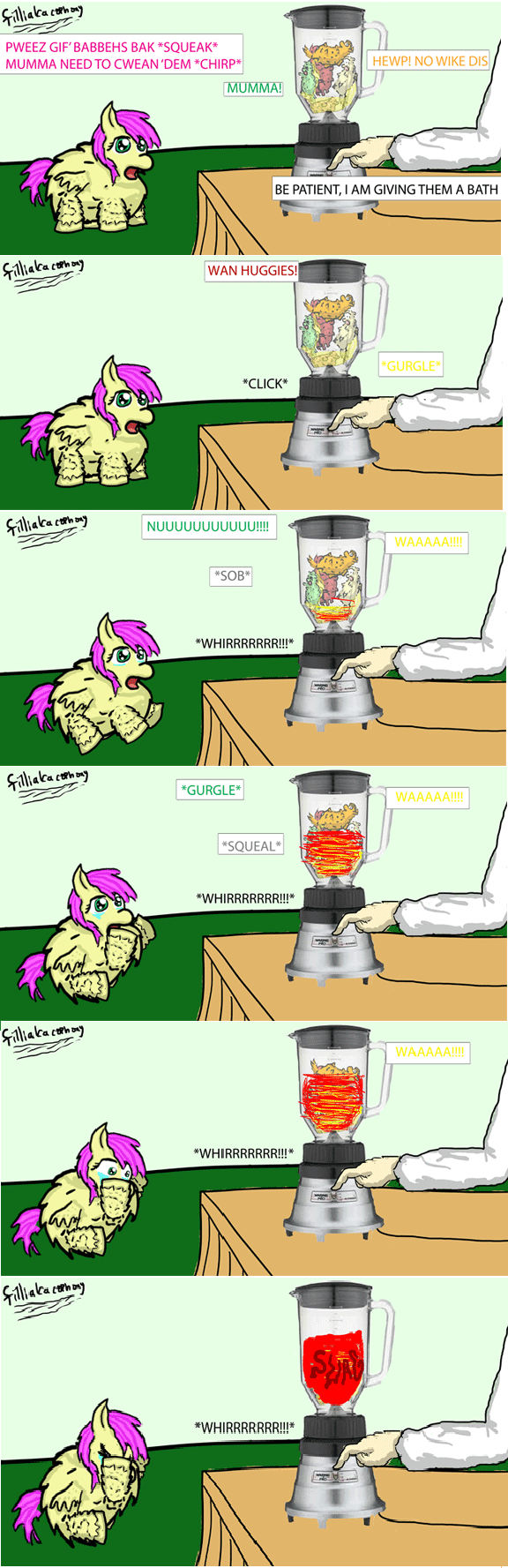 82141 grimdark, artistfillialcacophony, fluffy pony, abuse, blood