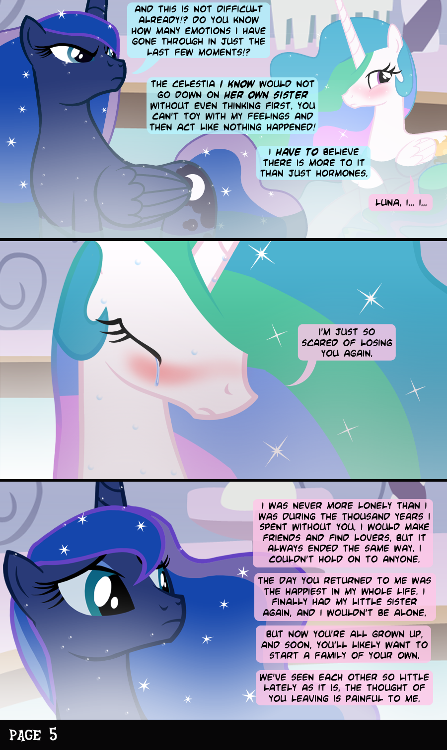 900px x 1512px - 82340 - suggestive, artist:anonymous, princess celestia, princess luna,  alicorn, pony, comic:stay with me sister, bath, blushing, comic, crying,  duo, female, frown, glare, incest, lesbian, looking back, mare, princest,  sad, shipping, spa, steam,