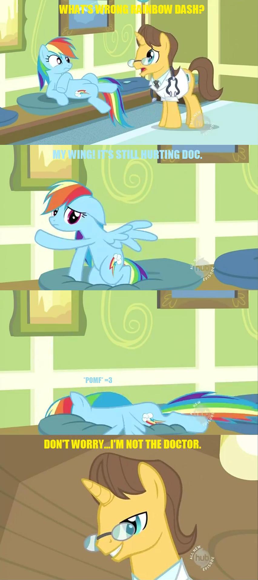 852px x 1914px - 86908 - safe, edit, edited screencap, screencap, doctor horse, doctor  stable, rainbow dash, pony, unicorn, g4, read it and weep, all new, comic,  duo, duo male and female, female, grin, horn, hub