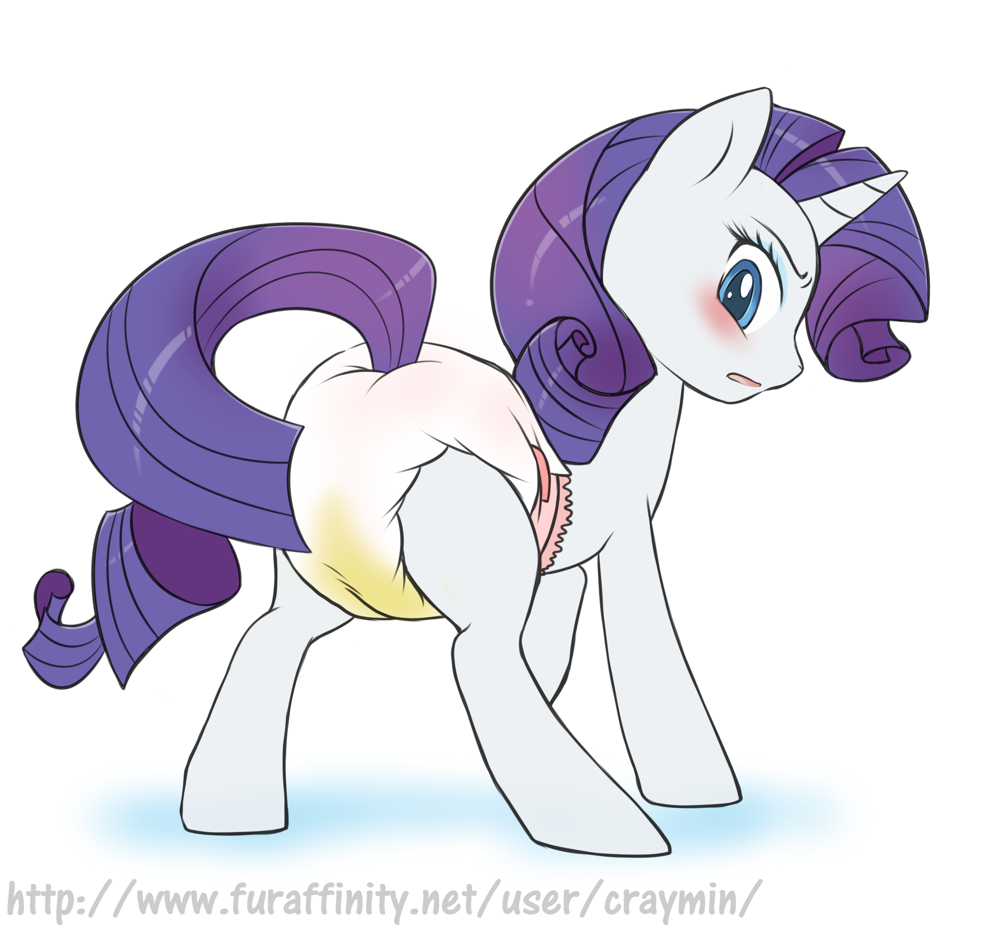 101685 - questionable, artist:craymin, rarity, pony, unicorn, g4, blushing,  diaper, diaper fetish, diapered, embarrassed, female, mare, non-baby in  diaper, peeing in diaper, urine, used diaper, wet, wet diaper - Derpibooru