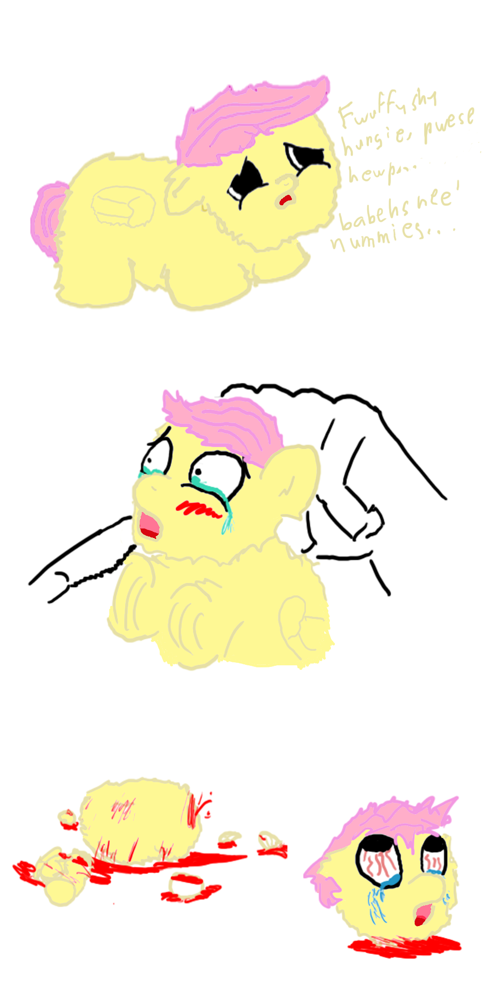91970 artist needed, grimdark, grotesque, fluttershy, fluffy pony
