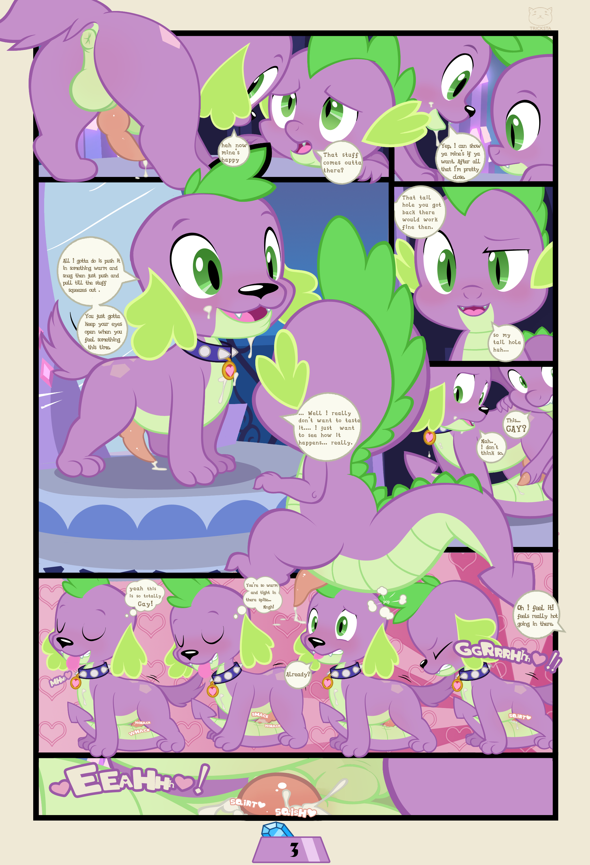 510345 - explicit, artist:tricksta, spike, dog, g4, anal, anal creampie,  anus, canine penis, collar, comic, creampie, cum, cumming, cute, cute porn,  doggy dragondox, foalcon, gay, interspecies selfcest, male, nudity, orgasm,  orientation play,