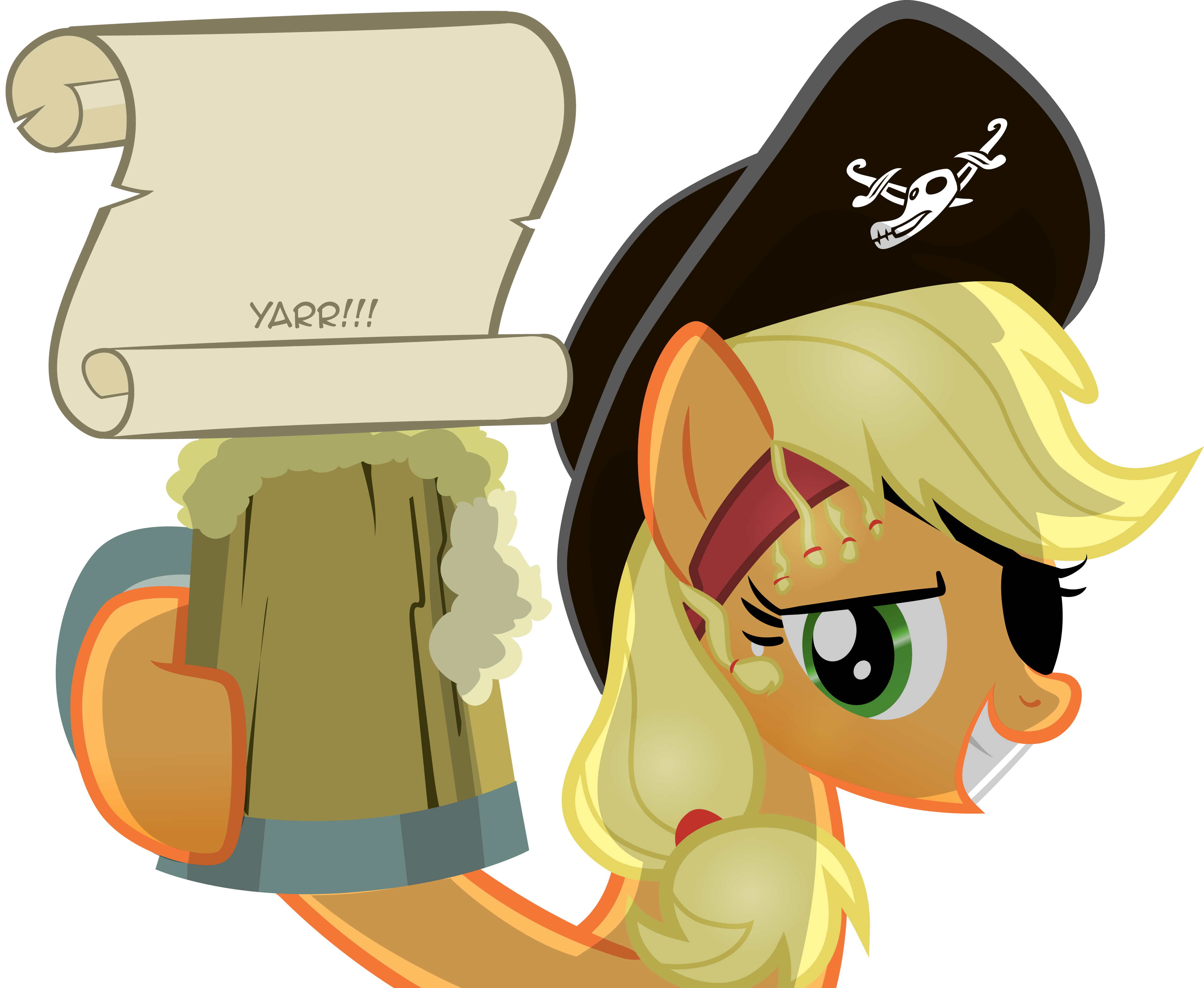 270205 - safe, artist:jrrhack, applejack, g4, bicorne, eyepatch, hat,  pirate - Derpibooru