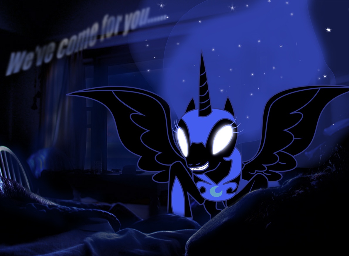 322804 safe, nightmare moon, bedroom, bronybait, caption, image