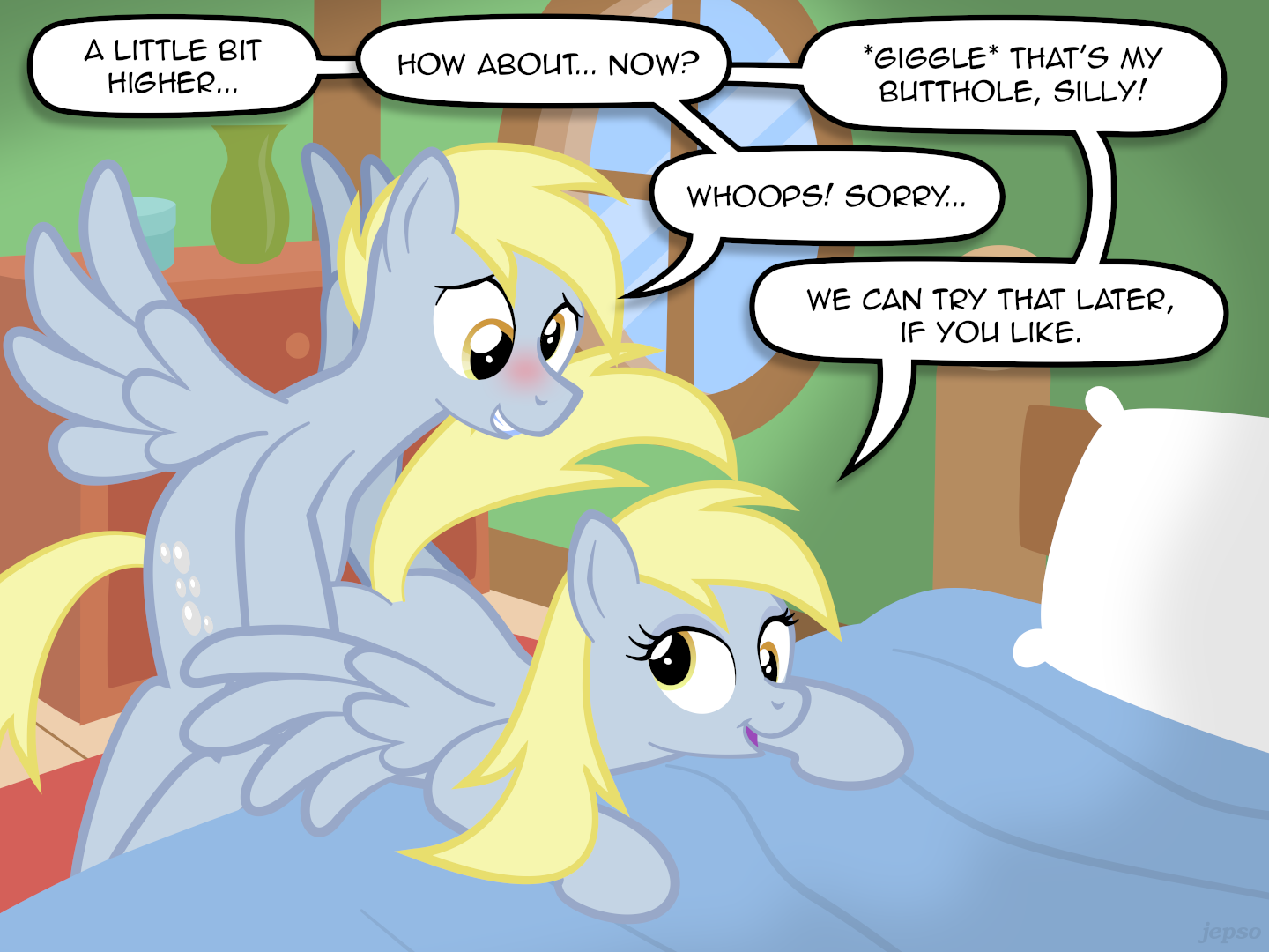 1440px x 1080px - 329728 - artist:jepso, bed, blushing, cute, cute porn, derp on derp action,  derpy hooves, dialogue, dopey hooves, explicit, female, male, rule 63,  selfcest, self ponidox, speech bubble, straight, wrong hole - Derpibooru