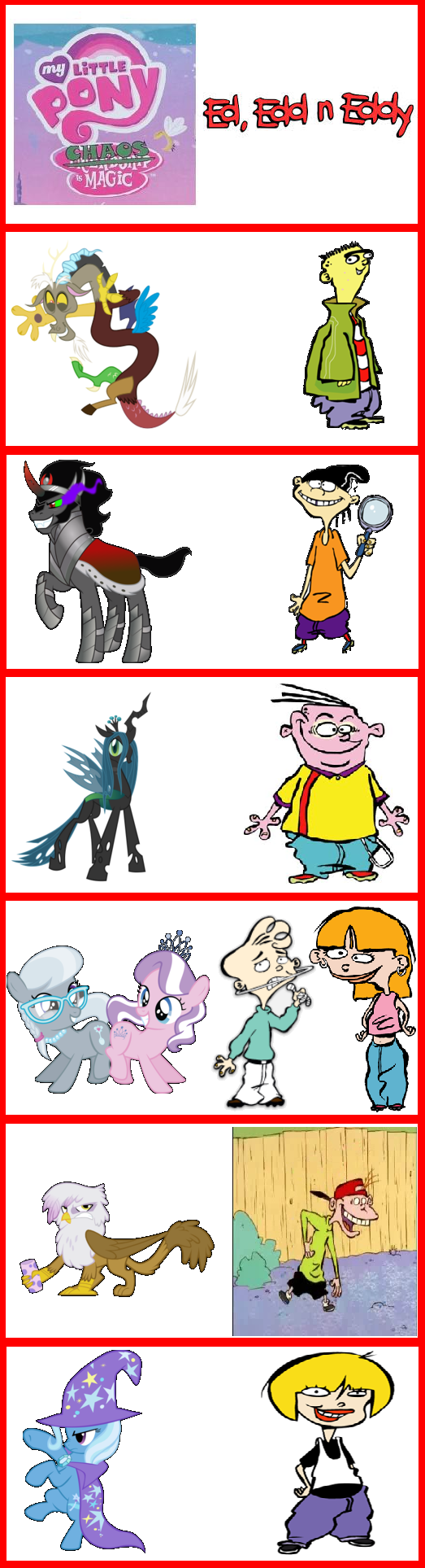 332637 - safe, diamond tiara, discord, gilda, king sombra, queen chrysalis,  silver spoon, trixie, griffon, g4, chaos is magic, comparison chart, double  d, ed (ed edd n eddy), ed edd n eddy,