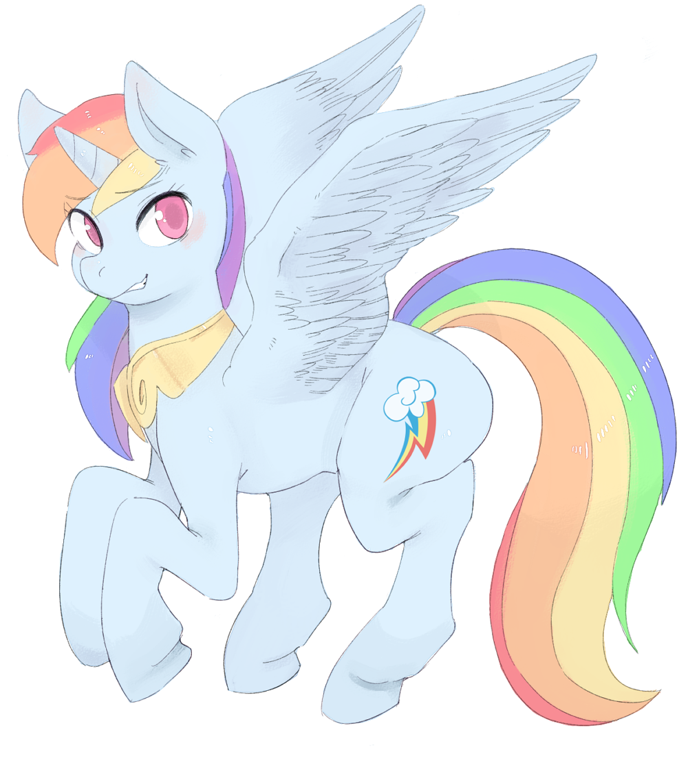 Safe Artist Japananon Rainbow Dash Alicorn Pony Alicornified Female Race Swap