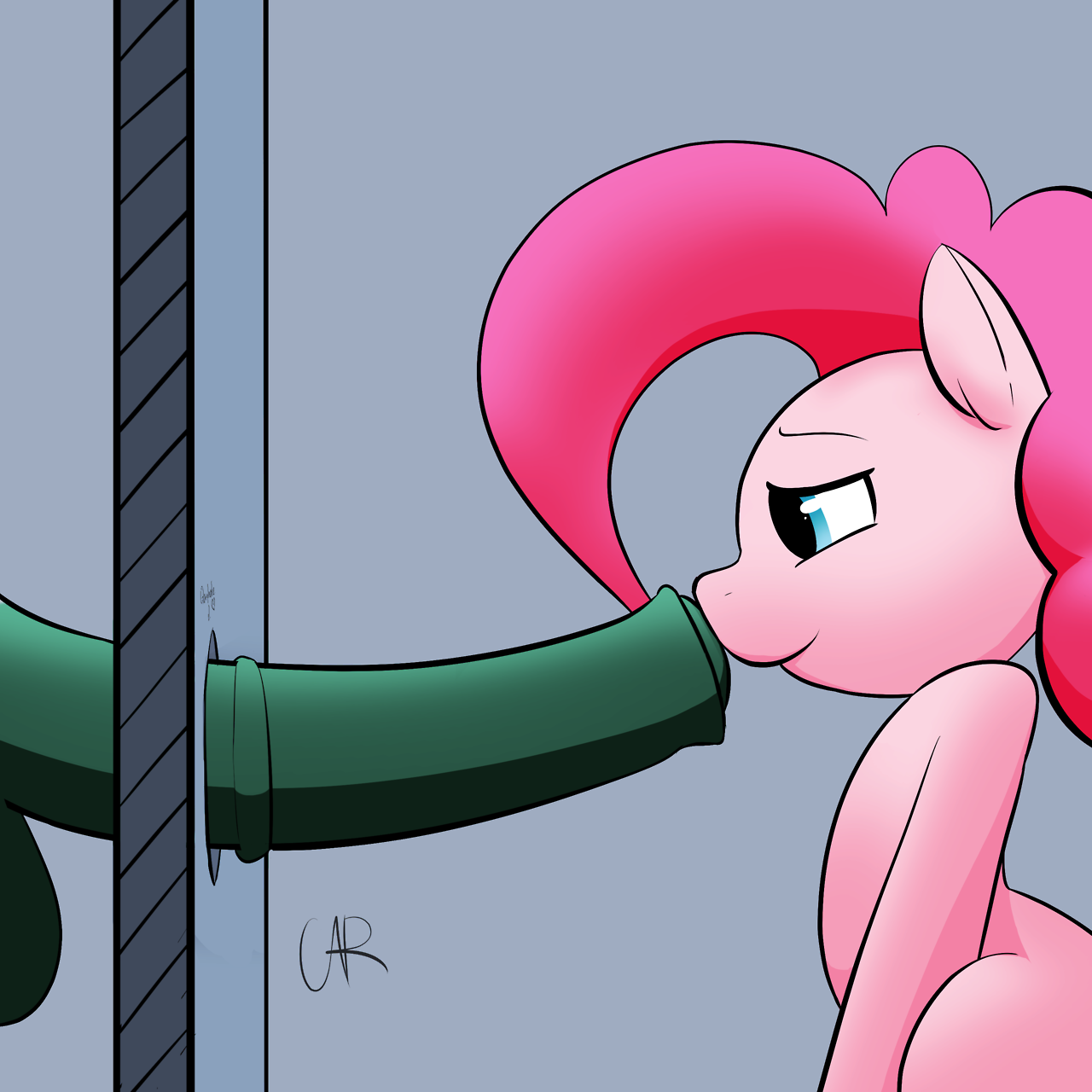 537218 - explicit, artist:crashairrig, pinkie pie, balls, boop, dickboop,  female, glory hole, male, nudity, party hole, penis, smiling, straight -  Derpibooru