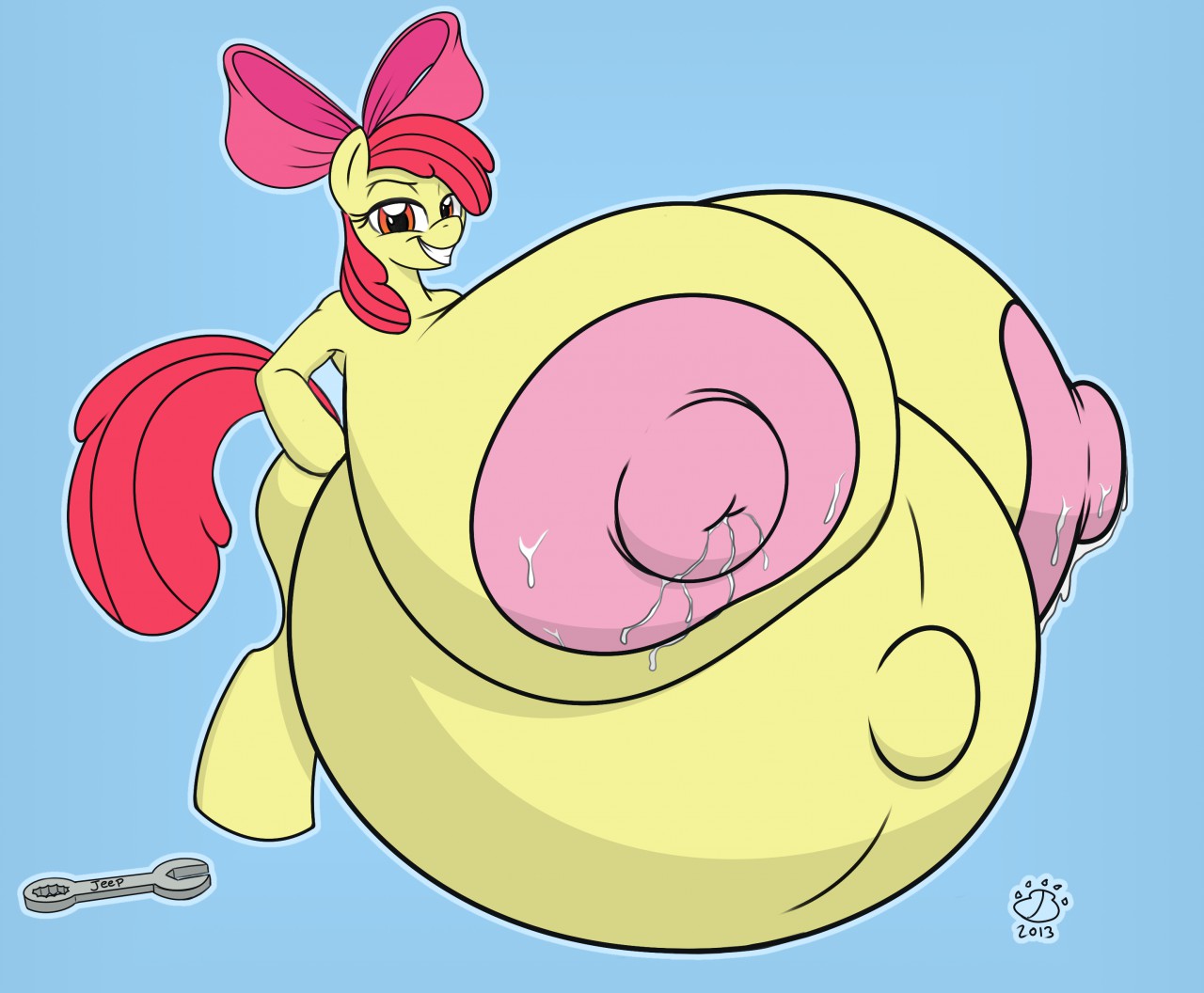 745183 - questionable, artist:badgerben, artist:funble, apple bloom,  anthro, unguligrade anthro, g4, arm hooves, belly, belly button, big  areola, big breasts, breasts, busty apple bloom, female, huge areola, huge  breasts, hyper, hyper breasts,