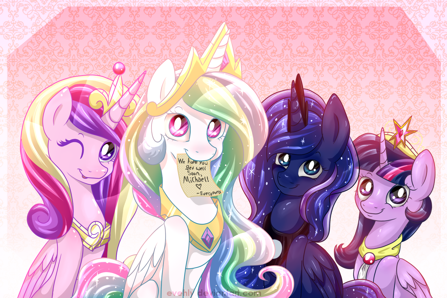 541279 Safe Artist Evehly Princess Cadance Princess Celestia Princess Luna Twilight Sparkle Alicorn Pony Alicorn Tetrarchy Female Mare Michael Morones Mouth Hold True Love Princesses Twilight Sparkle Alicorn Derpibooru