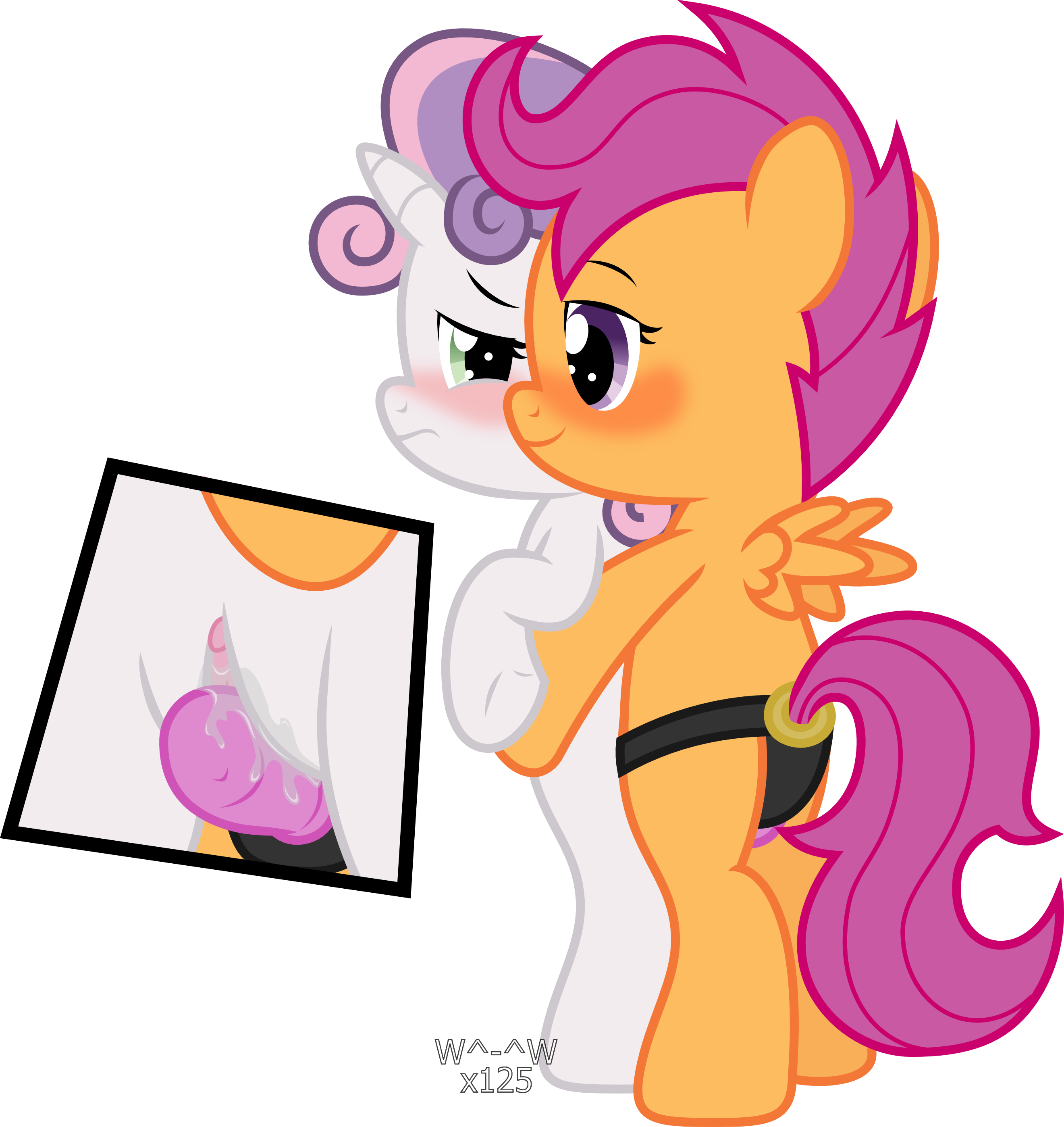 567950 - explicit, artist:sasukex125, scootaloo, sweetie belle, blushing,  clitoris, dildo, female, filly, foalcon, intercrural sex, lesbian, nudity,  scootabelle, sex, sex toy, show accurate, show accurate porn, simple  background, strapon, transparent .