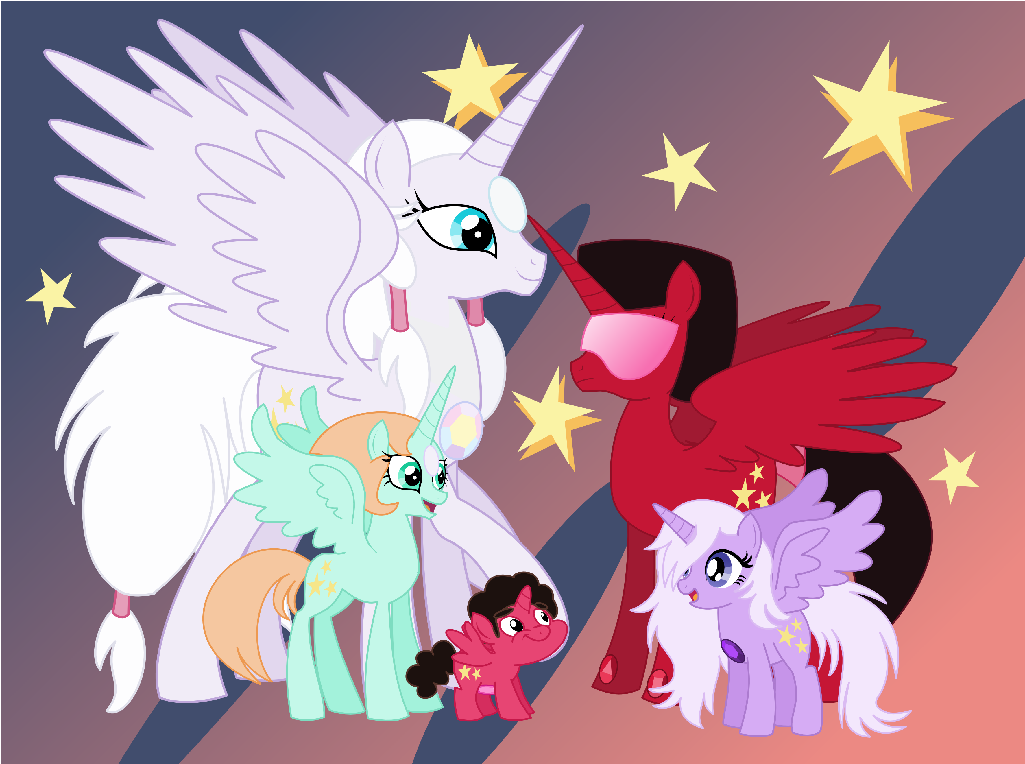 633049 - safe, artist:itoruna-the-platypus, alicorn, gem (race), gem pony,  hybrid, pony, amethyst, amethyst (steven universe), colt, crossover,  crystal gems, female, fusion, fusion gemadox, fusion paradox, fusion  ponidox, garnet (steven universe), gem, gem