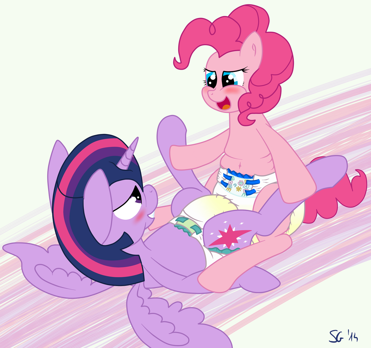 619714 - explicit, artist:stargrazer, pinkie pie, twilight sparkle,  alicorn, pony, g4, chubby, diaper, diaper fetish, diaper grinding, female,  lesbian, mare, non-baby in diaper, ship:twinkie, shipping, tribadism,  twilight sparkle (alicorn), urine, wet ...