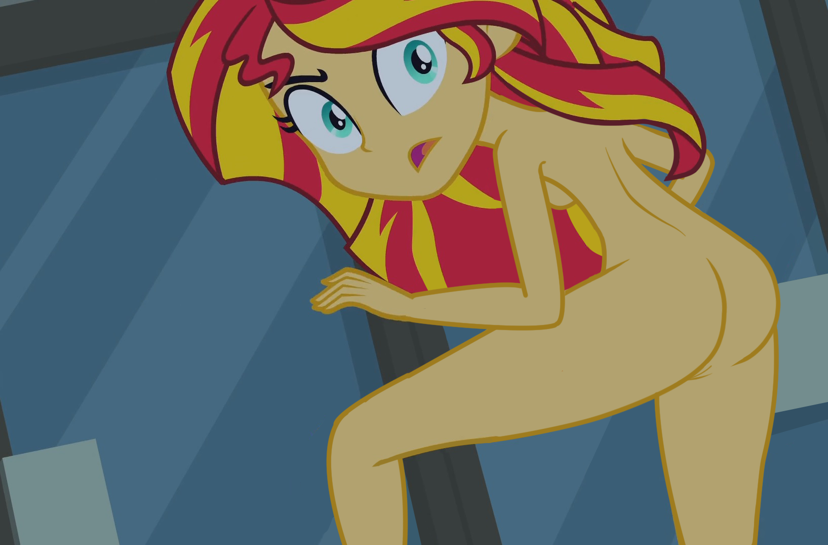 660755 - explicit, edit, edited screencap, screencap, sunset shimmer,  human, equestria girls, g4, ass, breasts, butt, female, nude edit, nudity,  sideboob, solo, solo female, surprised, vulva - Derpibooru