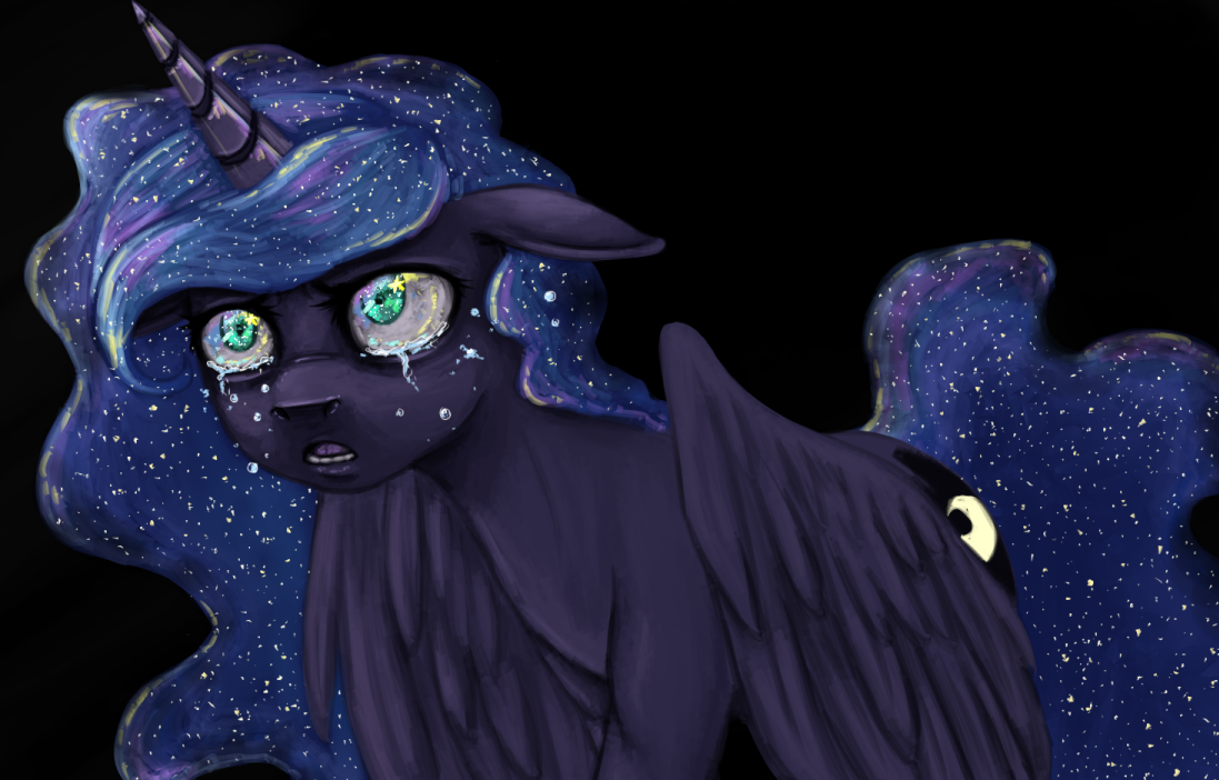 #680054 - safe, artist:colorlesscupcake, princess luna, g4, crying ...