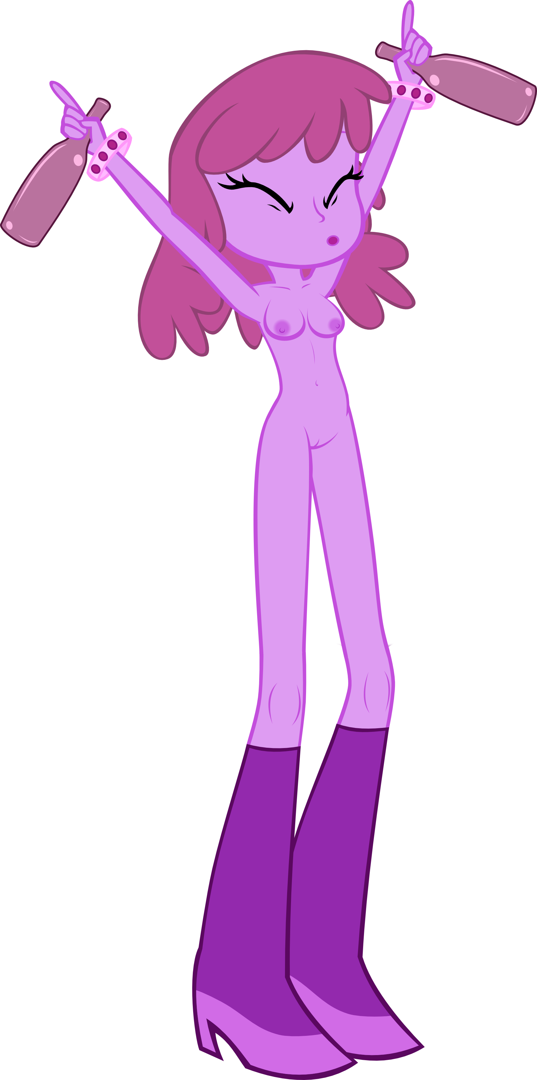 669781 - explicit, artist:jerick, edit, berry punch, berryshine, equestria  girls, boots, bottle, breasts, equestria girls-ified, female, nipples, nude  edit, nudity, shoes only, show accurate, show accurate porn, simple  background, solo, solo female,