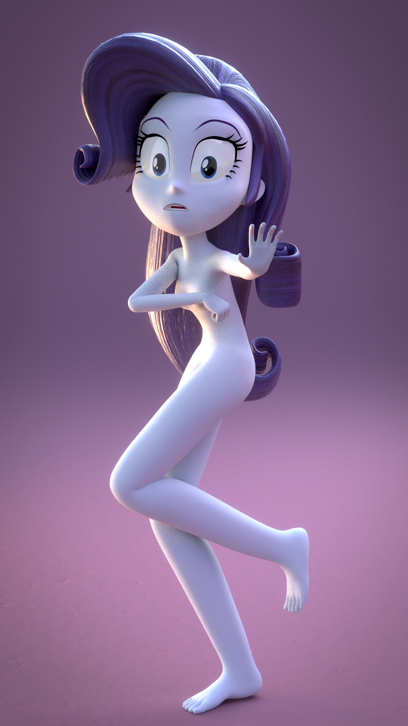 801868 - questionable, artist:creatorofpony, rarity, equestria girls, g4,  3d, 3d model, armpits, barefoot, blender, breasts, covering, embarrassed,  embarrassed nude exposure, feet, female, nudity, shocked, solo, solo female  - Derpibooru