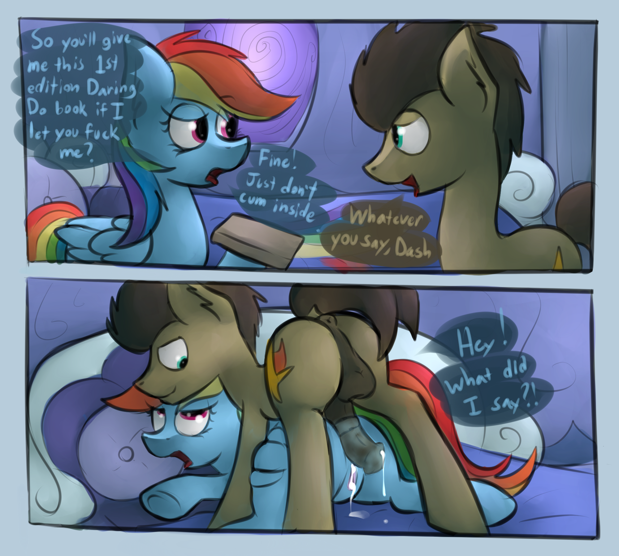 2000px x 1794px - 995268 - adventure in the comments, artist:marsminer, canon x oc, comic,  creampie, cum, cum inside rainbow dash, dialogue, explicit, female, i lied,  implied impregnation, iwtcird, male, not doctor whooves, oc, oc:theotakux,  penetration,